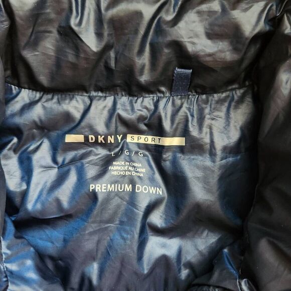 DKNY Sport Puffer Vest Womens Large Premium Duck Down Outerwear Outdoor Navy Blu - Picture 4 of 5